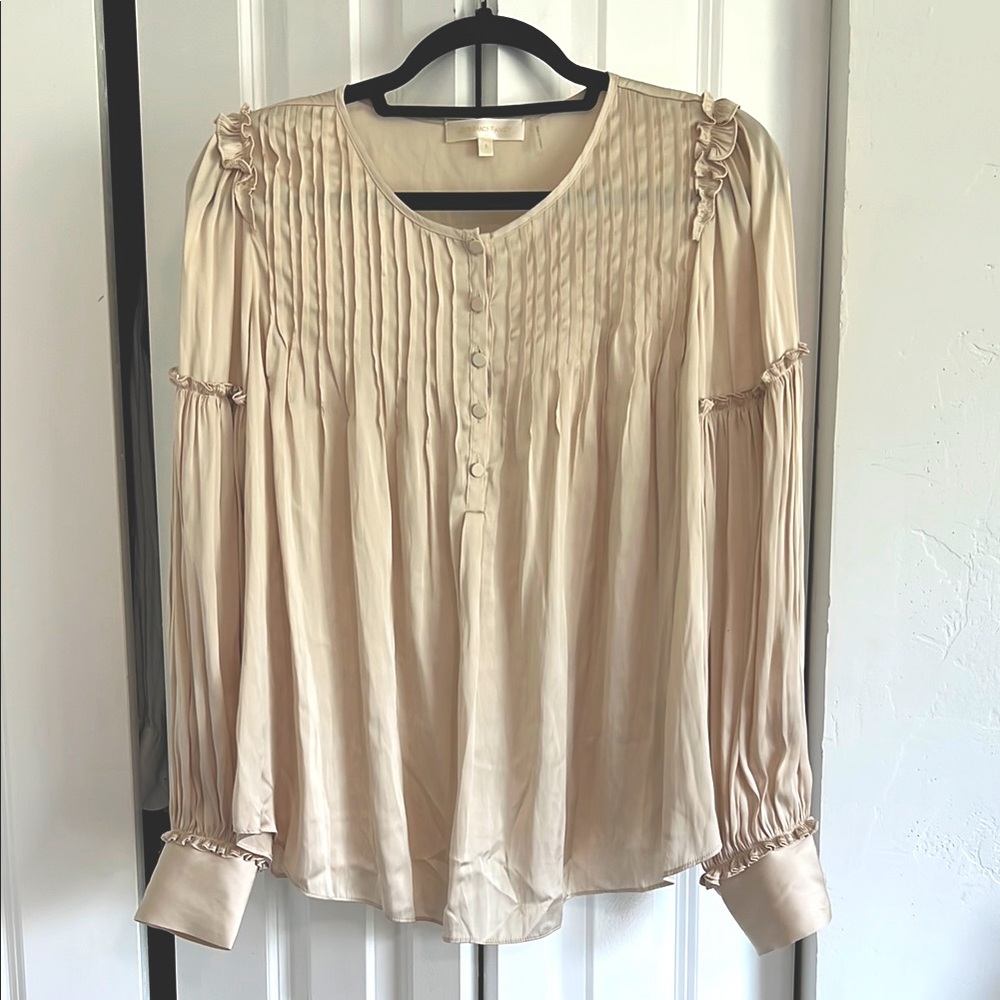LoveShackFancy Beige Silky Blouse Size Small NWOT
